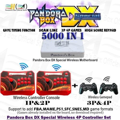 Pandora Box DX Special Version 4P Wireless Controller Gamepad Set 3000 in 1 Save game support FBA MAME PS1 SFC SNES MD 3D tekken
