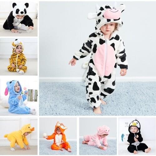 Purim Halloween Costumes Baby Boys Girls Cartoon Animal Costume Onesie Kigurumi Infant Toddler Romper Jumpsuit Flannel Warm Soft