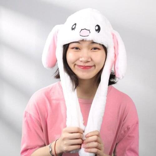 Lovely Baby Cartoon Plush Moving Ears Rabbit Hats Toys Kids Funny Adults Pinching Soft Ear Animals Shape Hat Children Gifts