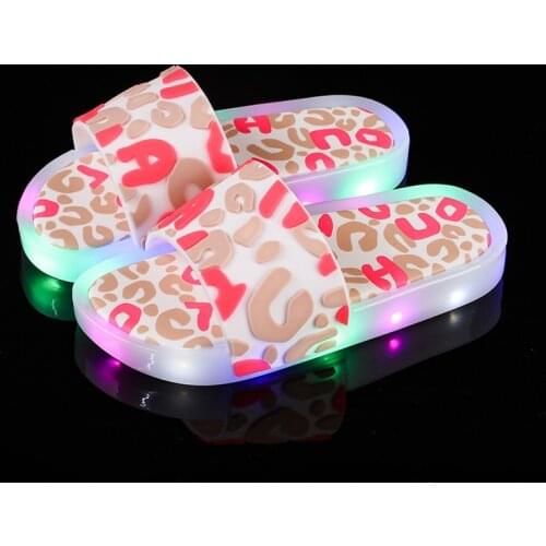 2020 Children Kids Slippers Led Flashing Letter Flip Flops Toddler Girl Boys Jelly Slippers Summer Girls Luminous Slipper Shoes