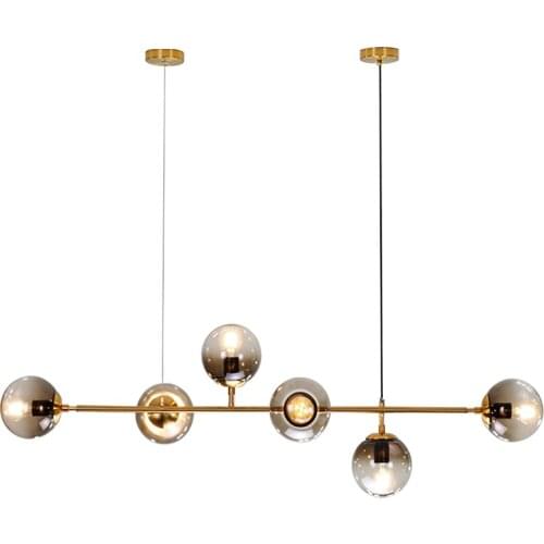 Nordic Wrought Iron Chandelier Light Luxury Restaurant Strip Lamp Modern Bar Table Dining Table Hanging Line Magic Bean Lamp