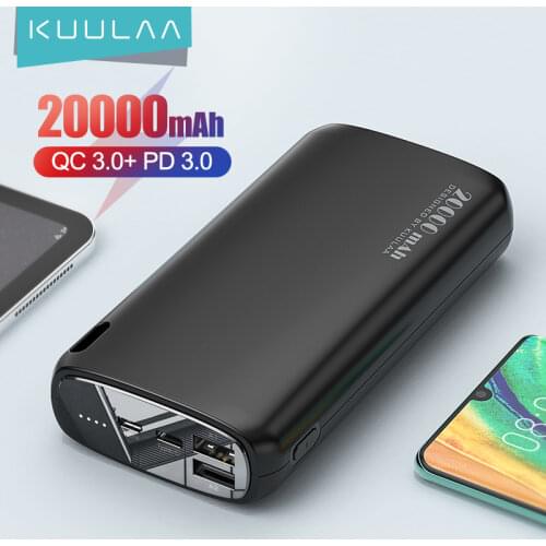 KUULAA Power Bank 20000mAh Portable Charging Poverbank Mobile Phone External Battery Charger Powerbank 20000 mAh for Xiaomi Mi