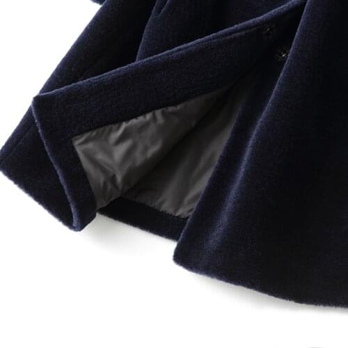 Real Coat Women Hooded Winter Jacket Fox Collar Plus Size Sheep Shearing 100% Wool Fur Coats Abrigo Mujer XESD1811 J3652