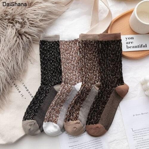 1 Pair Harajuku New Women Socks Leopard Grain Elegant Socks Long Loose Sock Autumn Winter Korea their leisure Breathable Socks