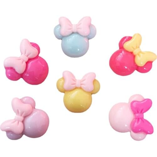 20PCS Resin Mix Lovely Colorful Bow Mouse Flatback Stone Figurines Scrapbook Home Decoration Christmas Crafts F634*2