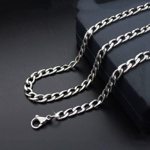 2018 Hiphop Chain silver color Long Necklace 316L Stainless Steel Women Men Jewelry Round Accessories Gift