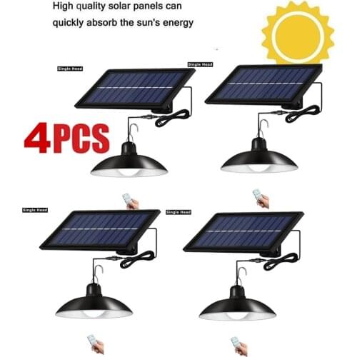 4pcs remote 30 led 2 head Retro Lampshade Solar Pendant Chandelier solar High Wall lamp Street Light Outdoor Waterproof Energy S
