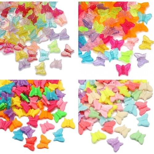 50pcs Acrylic Butterfly Beads Mixed Color Loose Spacer Large Hole Accessories For DIY Bracelet Necklace Jewelry Making Supplies