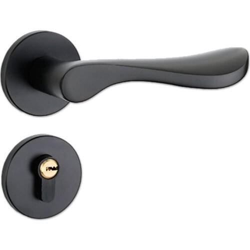 Aluminum Black Interior Door Lock Door Hardware Handles for Interior Door Bedroom Bathroom Door
