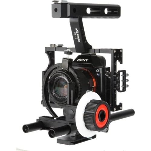 ASXMOV Single Handgrip Stabilizer + Handle Grip + Follow Focus for Sony A7II A7r A7s A6300 for GH4 / M5