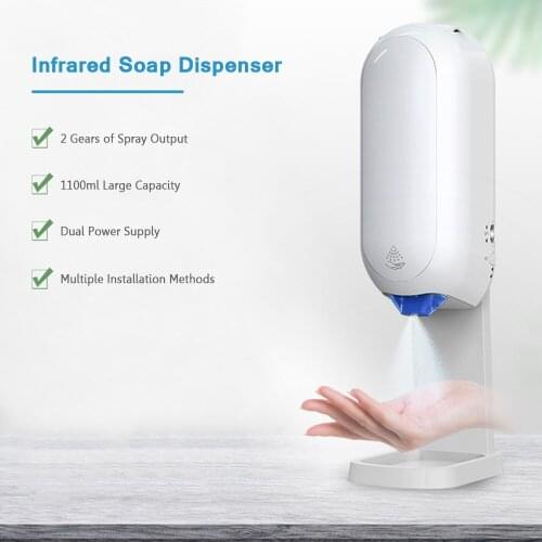 Non-contact Infrared Soap Dispenser Wall Mounted Spray Type Touchless 1100ml Automatic Soap Dispensers Hands Cleaning Machine