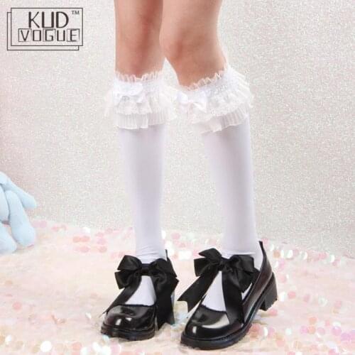 Lolita Big Lace Stockings Flower Wedding Velvet Double Lace Calf Socks Over Knee Lolita Socks Lovely Bowknot Heap Heap Socks