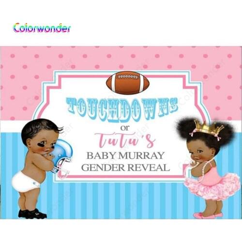 Baby Gender Reveal Backdrops for Photography Little Princess or Prince 7x5ft Pink Wall with Dots and Blue Stripes Backdrops