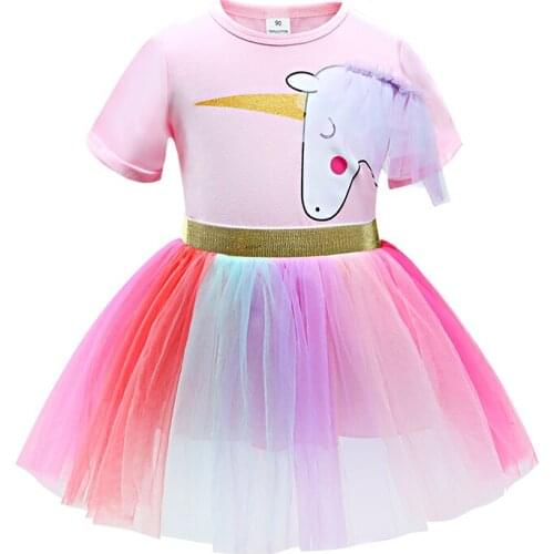 Girls Summer Clothing Set Cartoon Cotton Girl T-shirt + Colourful Tutu Skirt 2pcs For Halloween Birthday Party Children Clothing