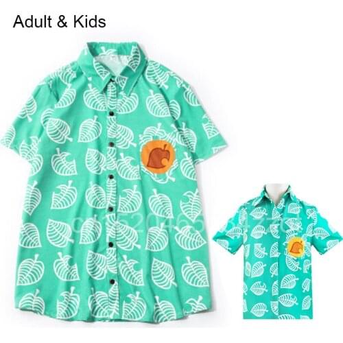 Animal Crossing T Shirt Tom Nook Cosplay Costume Short Sleeves Shirt for Kids Men Women Top Cosplay Costume Buttons Shirt