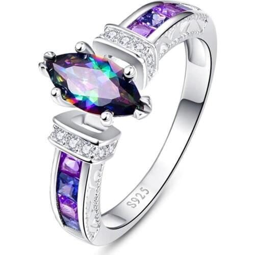 Huitan Special Marquise Shape Shiny Purple CZ Prong Setting Fashion Cocktail Party Rings for Women Size 6-10 wholesale lots bulk