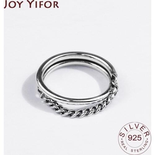 925 Sterling Silver Rings for Women Chain Vintage Wedding Trendy Jewelry Large Adjustable Antique Rings Anillos