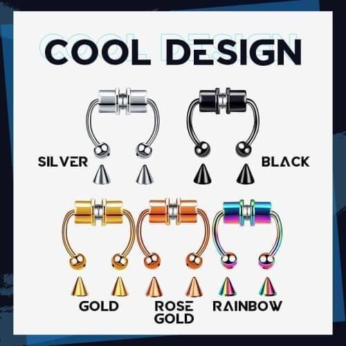 Magnetic Nose Hoop Ring Reusable Alloy Fake Magnetic False Nose Ring Horseshoes Non Piercing Hoop Jewelry for Women Men Party Gi