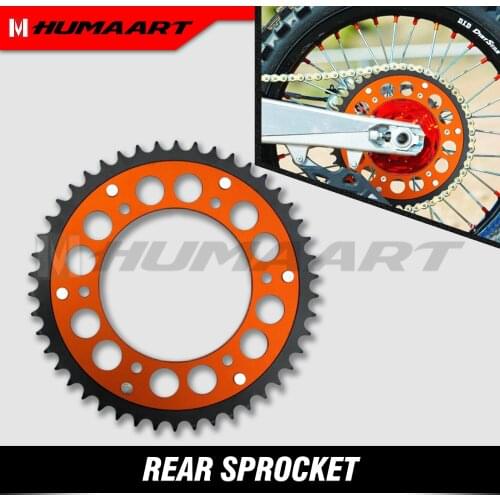 HUMAART Rear Sprocket Set 46 T Steel Aluminum for SX SX-F XC EXC XCW 125 200 250 300 350 400 450 Dirt Bike Enduro Orange