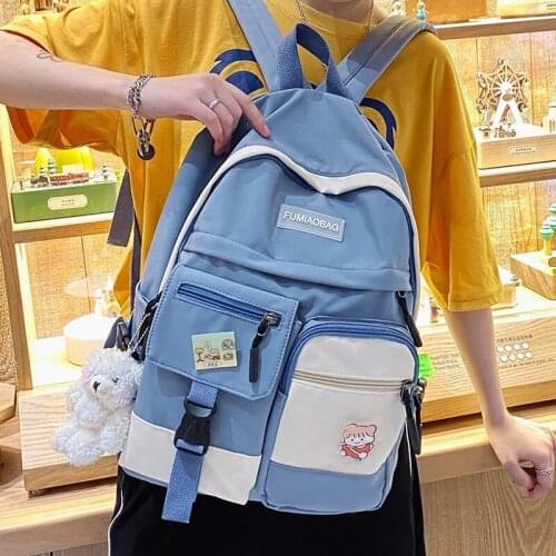 Fashion Female Women Like Backpack For Teenage Girl Kawaii Travel Canvas Rucksack Waterproof Nylon Simple School Bag Mochilas