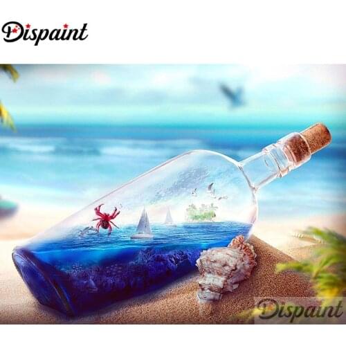 Dispaint Full Square/Round Drill 5D DIY Diamond Painting "drifting bottle" Embroidery Cross Stitch 3D Home Decor A12780