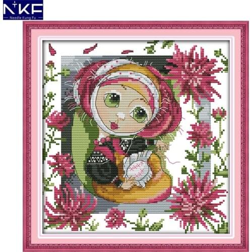 NKF The embroidery hobby girl handcraft needlepoint kits counted stamped canvas Christmas cross stitch sets for home decoration