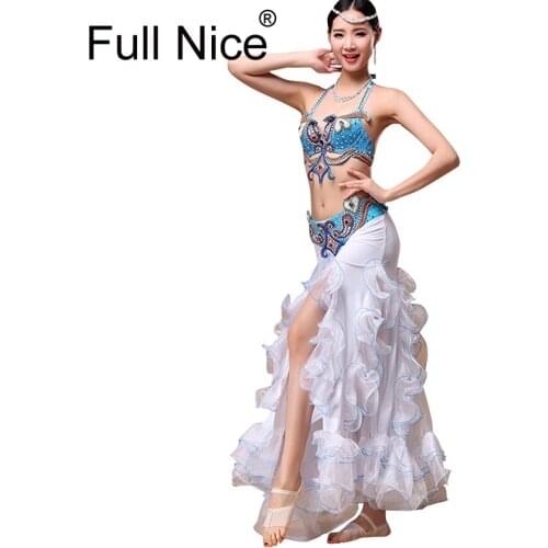 New Performance Dancewear Bellydance Clothes Professional Women Egyptian Belly Dance Bra Belt Skirt Oriental Beaded Belly Dance