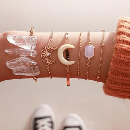 2020 New Fashion 6pcs/set bracelet Alloy Women Classic Metal Geometric Bracelets Bangles for Women Girls Men Party