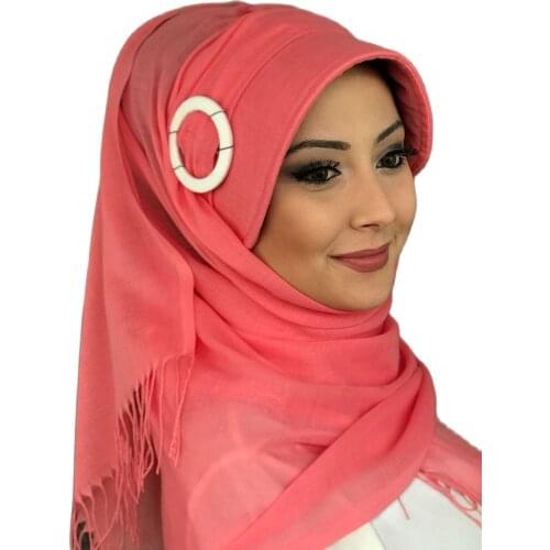 New Fashion Hijab 2021 Women Muslim Chiffon Headscarf Islamic Turban Scarf Sayf Model Powder Color Buckled Womens Hat Shawl