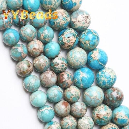 Lake Blue Sea Sediment Turquoises Stone Beads Imperial Jaspers Round Loose Beads For Jewelry Making DIY Bracelet Ear Stud 4-12mm