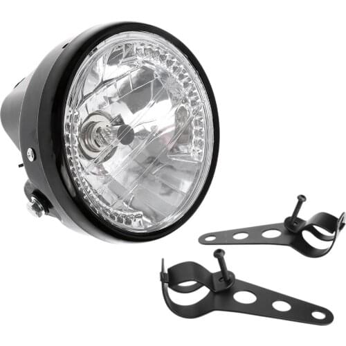 1 Set Motorcycle Front Round 7" Headlight Amber LED Turn Signal Indicator Lamp & 28mm-34mm Mount Bracket Kit for Harley Choppers