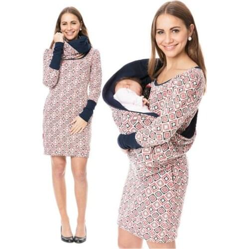 Maternity Nusring Dress Maternity Clothes For Pregnant Women 2020 Breastfeeding Long Sleeve Print Pocket Dress Ropa Embarazada