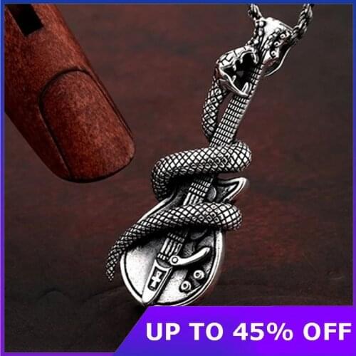 Pure 925 Sterling silver creative new guitar snake pendant retro rock locomotive dark Man and Woman pendant Jewelry Best Gifts