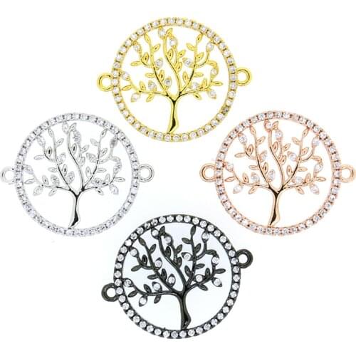 10pcs New Style Tree Pave Transparence CZ Cubic Zirconia Charms Necklace Connectors For Handmade Bracelet And Necklace