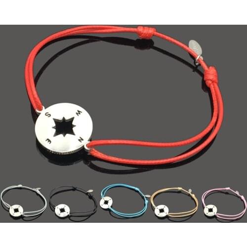 Compass Stainless Steel Charm Wish Bracelet High Quality Compass Stainless Steel Pendant Adjustable String Gift Bracelet