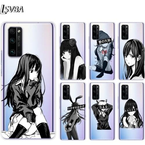 Sad Japanese Anime Girl Silicone Cover For Honor 30 30i 10i 30S V30 V20 9N 9S 9A 9C 20S 20E 20 7C Lite Pro Phone Case