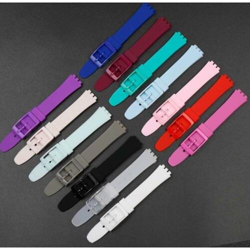 Silicone strap mens 12mm for Swatch straps womens sports sweat-proof strap buckle accessoriess