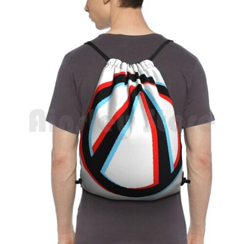 Symbol 3D Anaglyph Backpack Drawstring Bags Gym Bag Waterproof 2 3D Anaglyph 3D Video Game Claptrap Gamer Tales From The