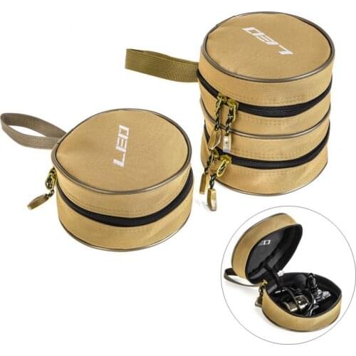 Fishing Reel Bag Single/Double Layers Canvas Round Fishing Wheel Case Cover Inner Diameter 15cm for Drum / Spinning / Raft Reel