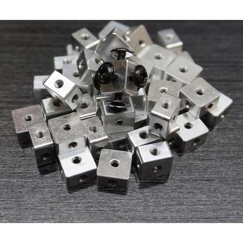Three-Sided Nut Square Fixed Block Square Corner Lock Nut M3 Six-Sided Thread Plate Link Block Screws for Fixing Acrylic Box