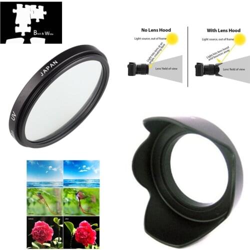 UV Filter + Lens Hood for Sony FDR-AXP55 FDR-AX40 FDR-AX53 FDR-AX55 AX40 AX53 AX55 AXP55 Camcorder