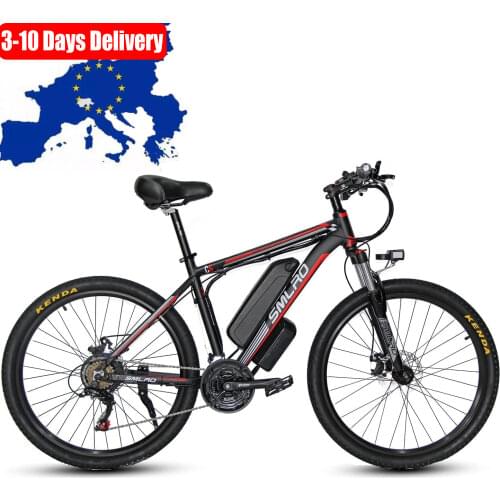 26" Electric Mountain Bike, 1000W MTB E-bike for Men, with Shimano 21 Speed 48V 13A Lithium Battery Hybrid Bicycle
