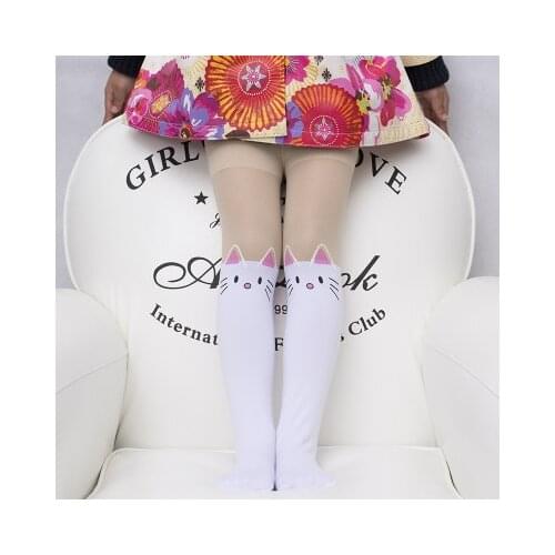 Spring Baby Girls Tights Cartoon Cat Patchwork Children Girl Pantyhose Stockings Soft Cotton Kids Warm Tights
