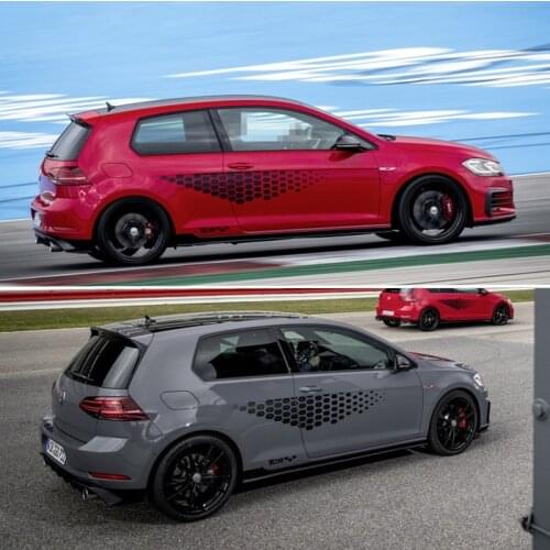 For-Volkswagen Golf 4 5 6 7 TSI 1 Set Car Sticker Body Door Side Skirt Vinyl Decal TCR Polo Racing Decal Auto Accessories