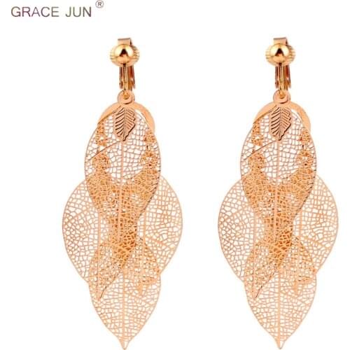 High-grade Copper Material Multi-layer Leaf Clip on Earrings No Pierced for Women Party Wedding Gorgeous No Hole Earrings Bijoux