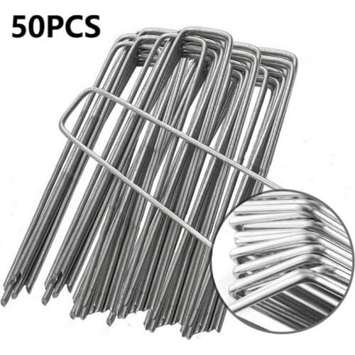 Securing Pegs Garden Stakes Pins For Securing Weed Landscape Fabrics Netting Ground Sheets Galvanized Lawn Stake 50 Pcs