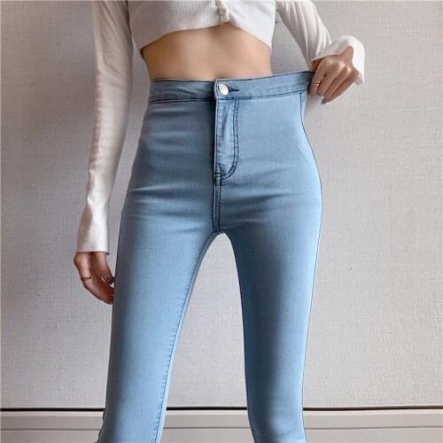 Do Old Skinny Stretchy Plus Size Woman Jeans Ankle-Length Streetwear Pencil Denim Pants Casual High Waisted Trousers
