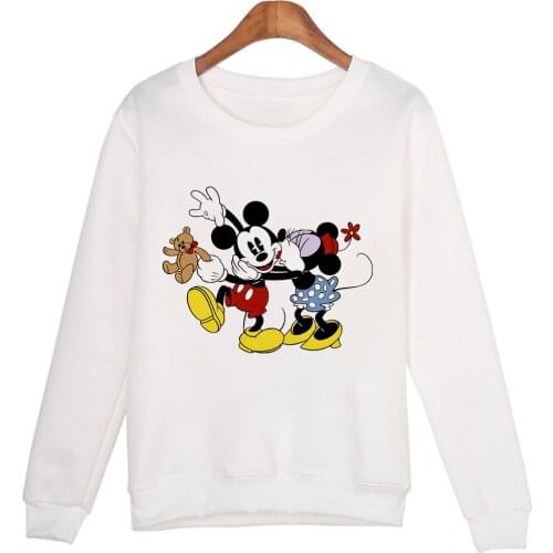Diseny Women Sweateshirt Cartoon Kawaii Mickey Minnie Print Bottoming Shirt Dropship Female Tops Loose Shirts