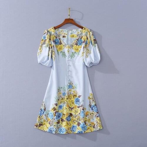 2021 Spring Free Shipping Beads Dress Above Knee Blue Pink V Neck Short Sleeve Empire Womens Clothes Sh