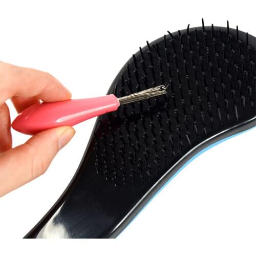 1Pc Hair Brush Comb Cleaner Embedded Hair Care Styling Hair Brush Comb Plastic Cleaning Removable Handle Cleaning Brush